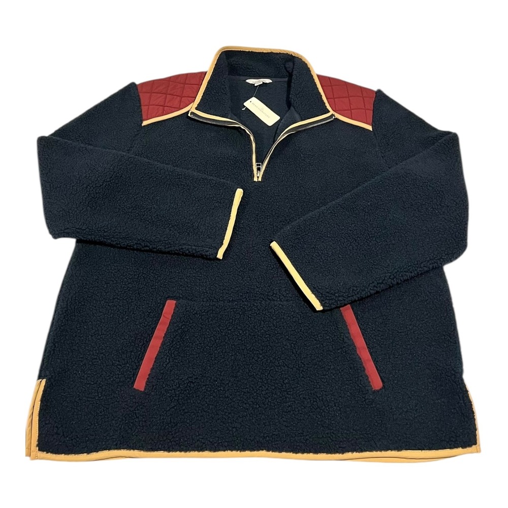 NWT L.L.Bean Women's Medium Signature 1912 Heritage 1/4 Zip‎ Sherpa Fleece Navy